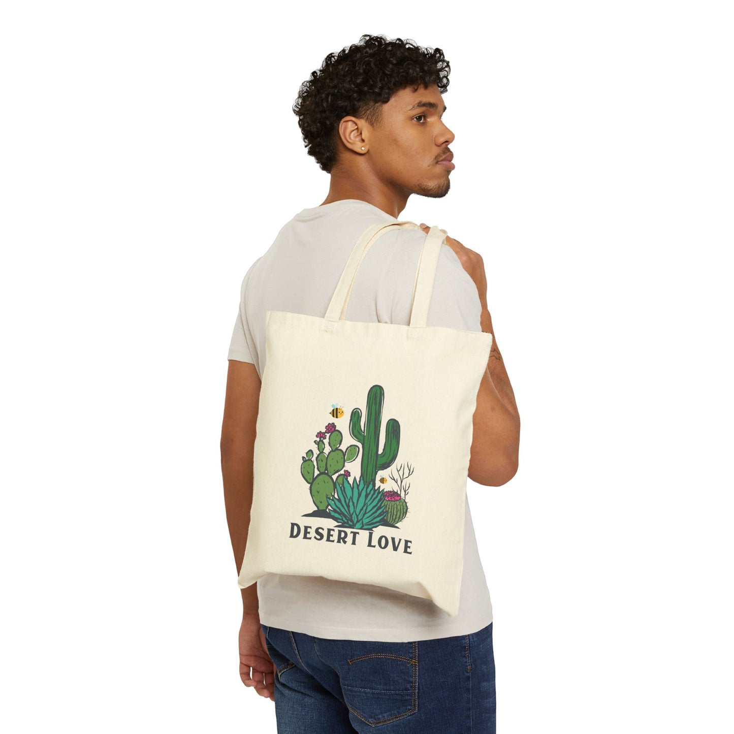 Desert Love Cotton Canvas Tote Bag – Eco-Friendly, Stylish Carryall for Nature Lovers